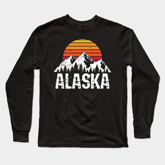 Alaska Retro distressed Mountain Sun Long Sleeve T-Shirt by Dr_Squirrel